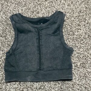 Aerie Charcoal Ribbed Top - sports bra